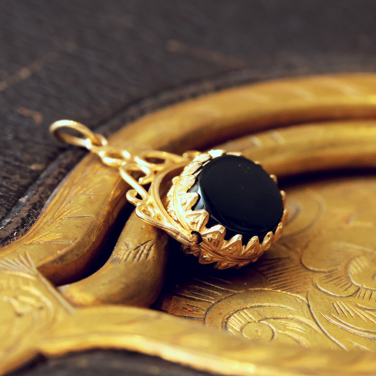 Vintage 1980's Bloodstone & Onyx Swivel Fob