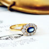 Vintage Date 1994 Sapphire & Diamond Cluster Ring