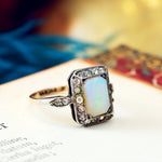 Vintage Art Deco Opal & Paste Cluster Dress Ring