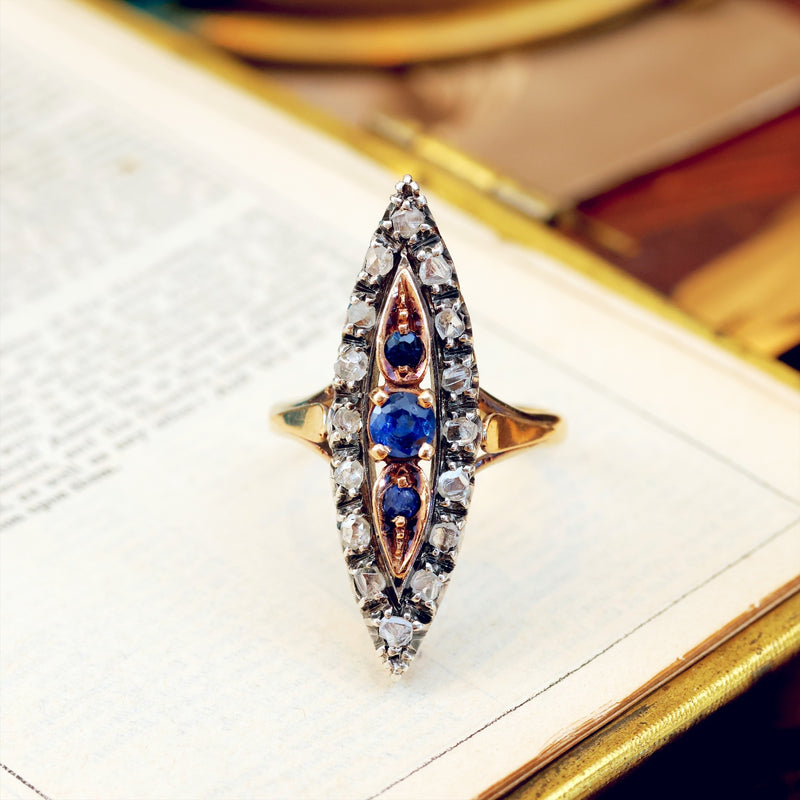 Extravagant Vintage Sapphire & Diamond Cocktail Ring