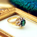 Vintage Italian Starburst Tourmaline & Diamond Cluster Ring