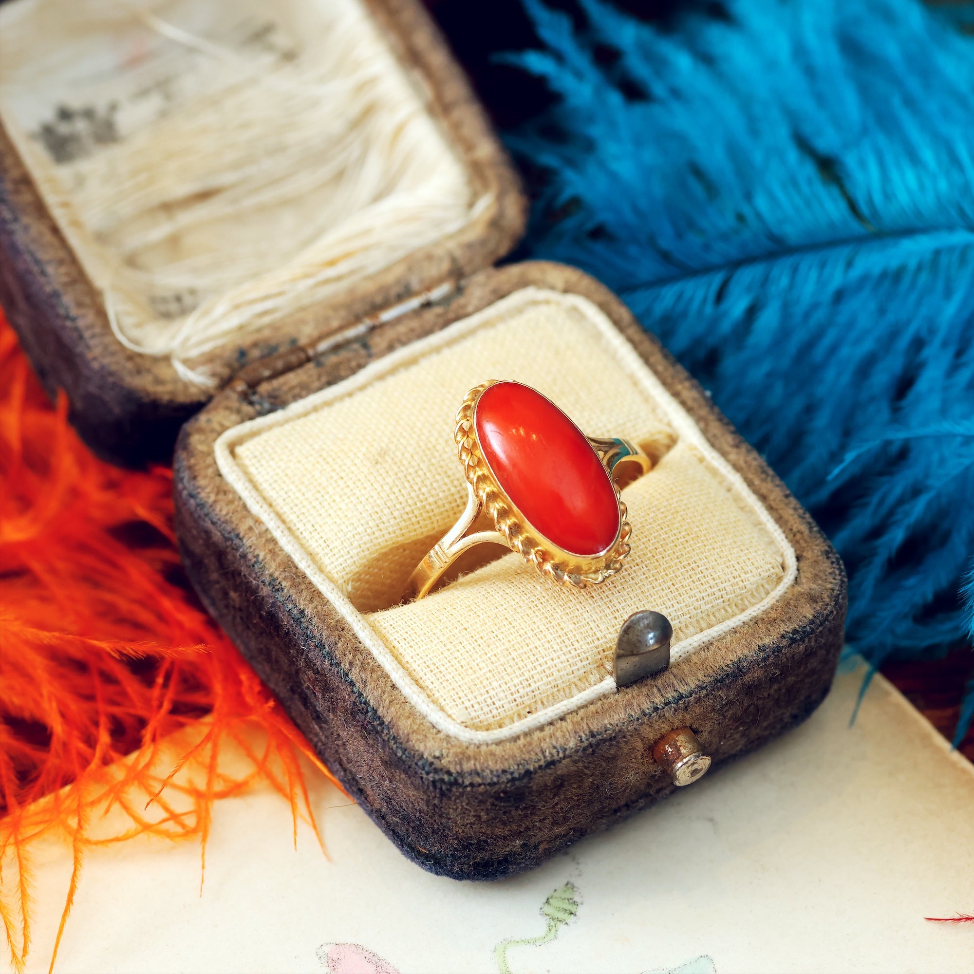 Coral and gold ring clearance
