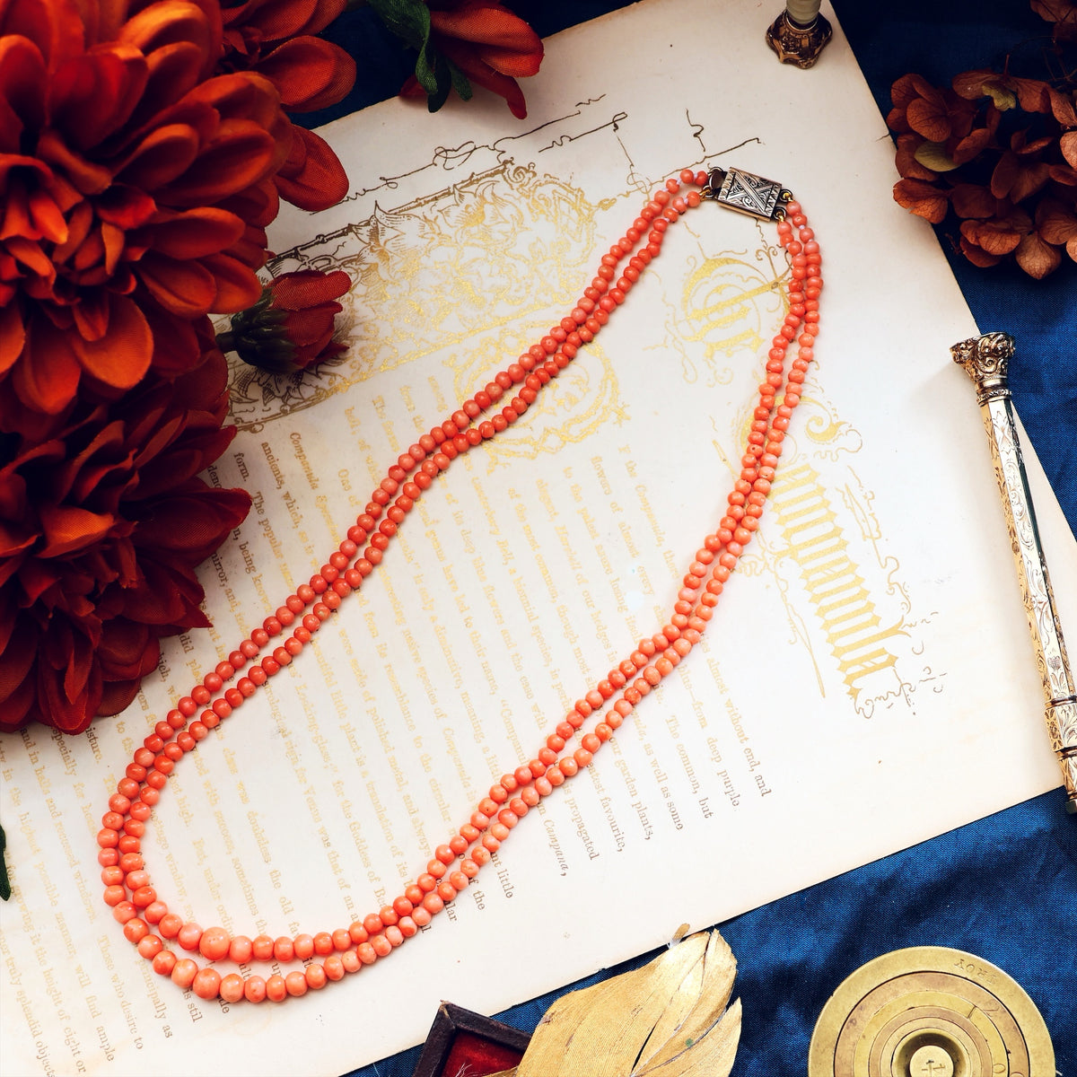 Antique Victorian Pale Peach Coral Necklace