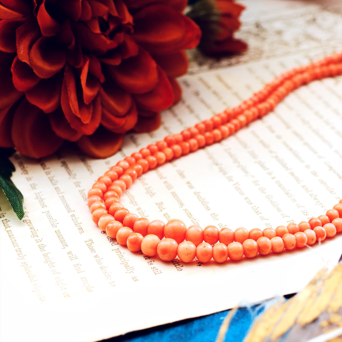 Antique Victorian Pale Peach Coral Necklace