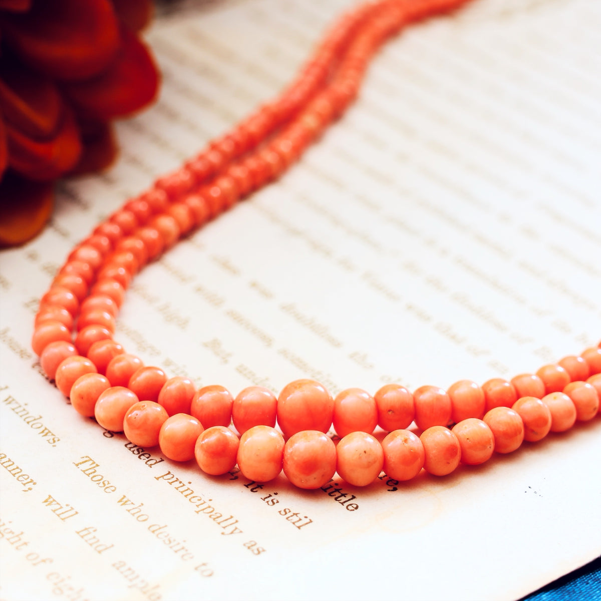 Antique Victorian Pale Peach Coral Necklace