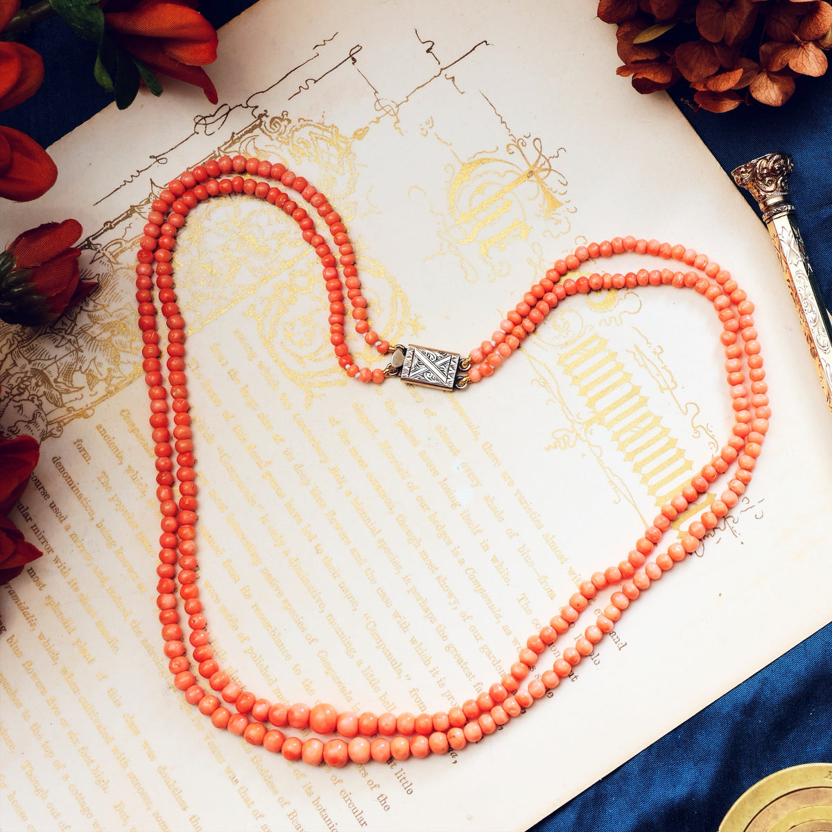 Antique Victorian Pale Peach Coral Necklace