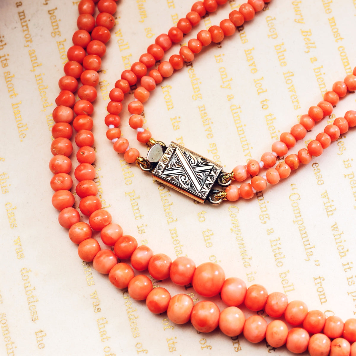 Antique Victorian Pale Peach Coral Necklace