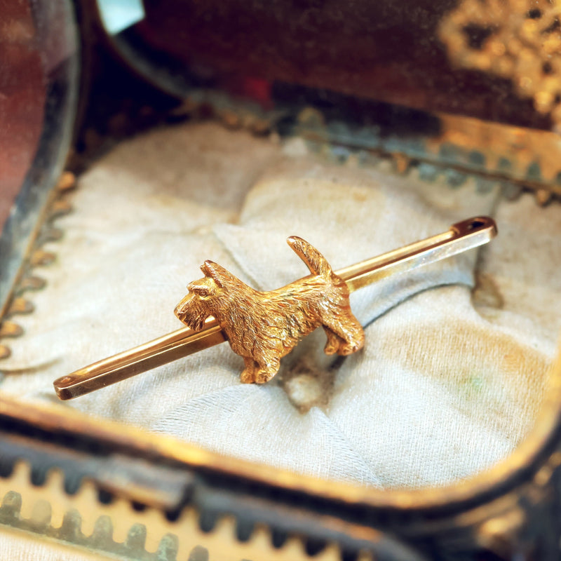 Vintage 9ct Gold Scottie Dog Brooch/Tie Pin