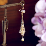 Antique Belle Epoque Natural Pearl & Diamond Earrings