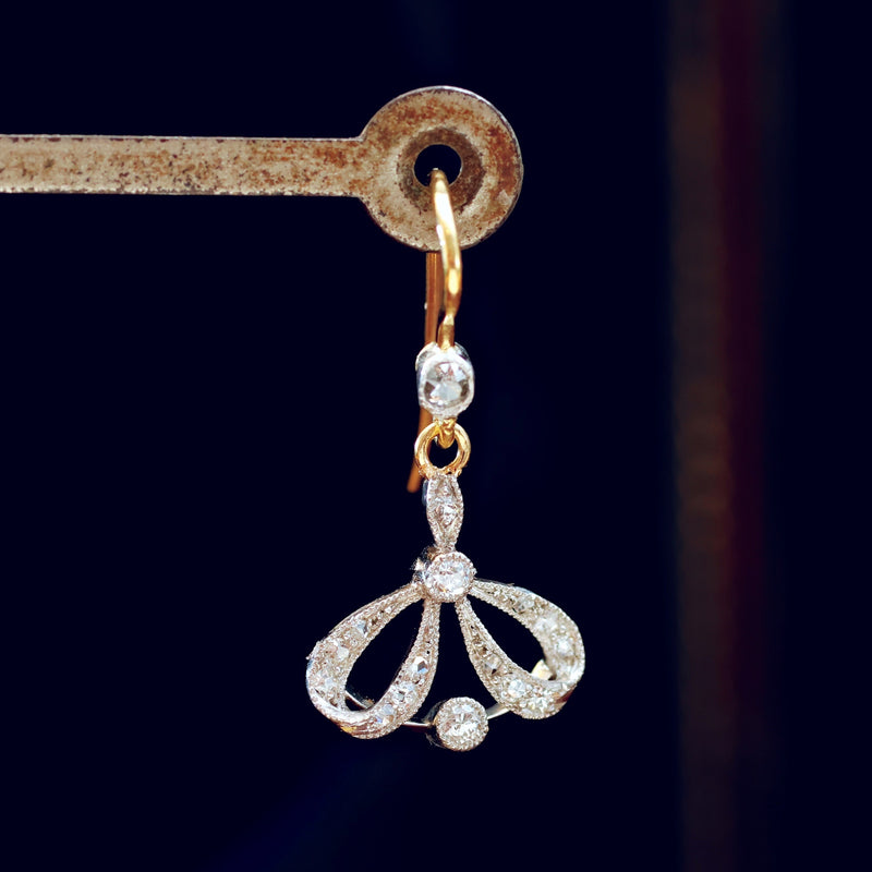 Antique Edwardian Diamond Bow Earrings