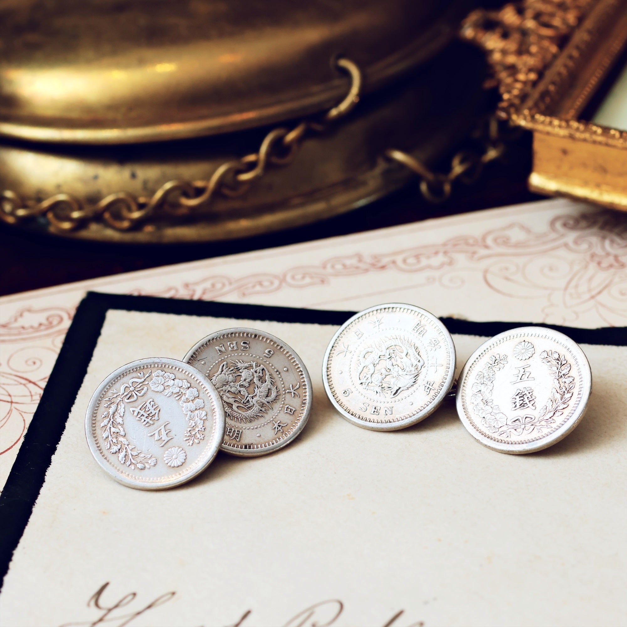 Date 1873 Japanese Five Sen Silver Coin Cufflinks – Fetheray