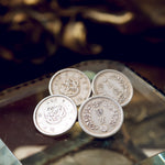 Date 1873 Japanese Five Sen Silver Coin Cufflinks