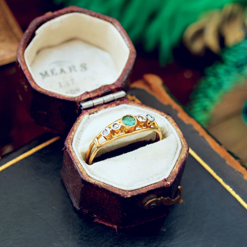 Antique Continental Emerald & Diamond Ring