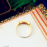 Lovely Antique 15ct Gold Garnet & Quartz Ring