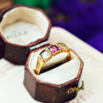 Antique 15ct Gold Garnet & Quartz Ring
