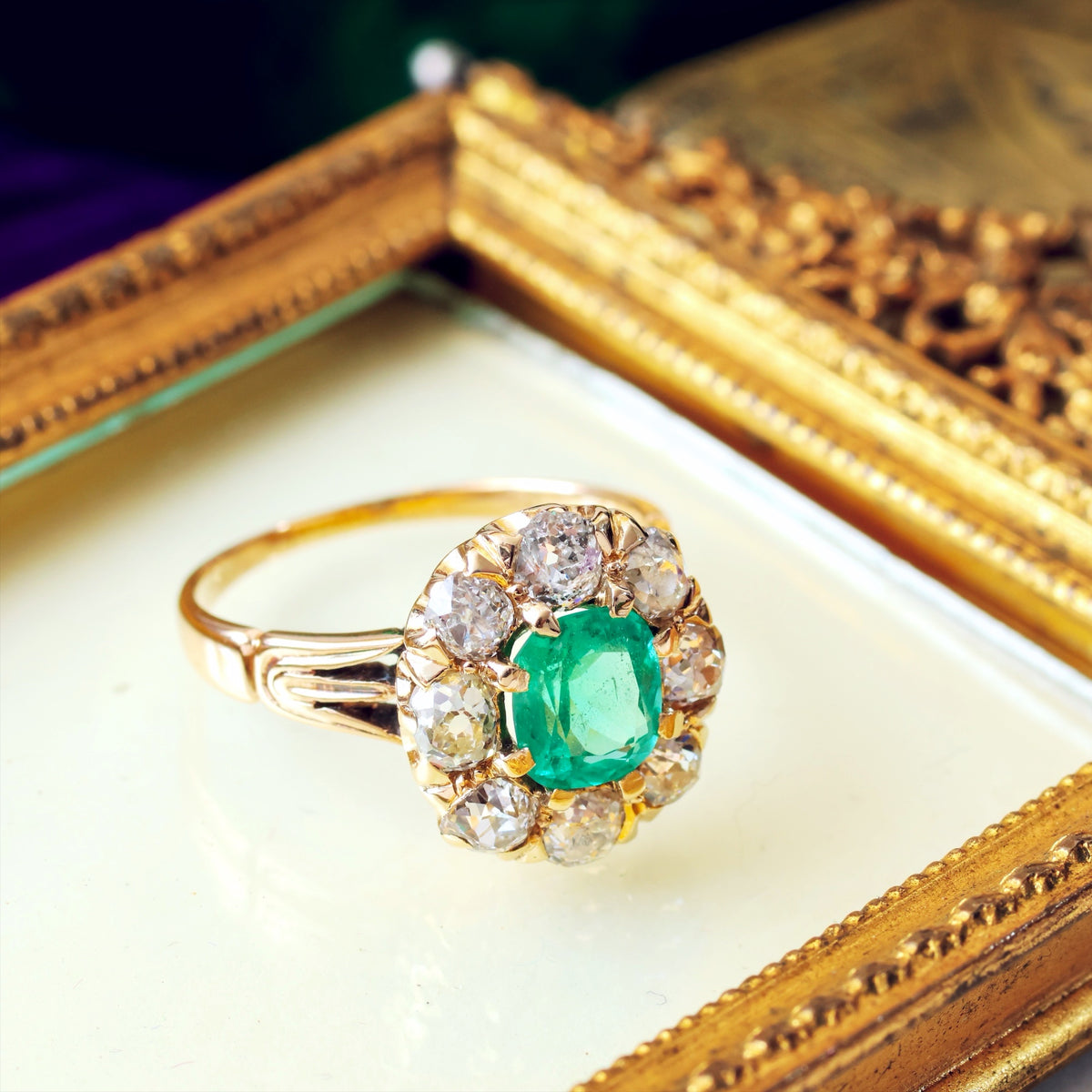 Emerald & Diamond Cluster Ring