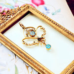 Exquisite Antique Edwardian Aquamarine 15ct Gold Pendant