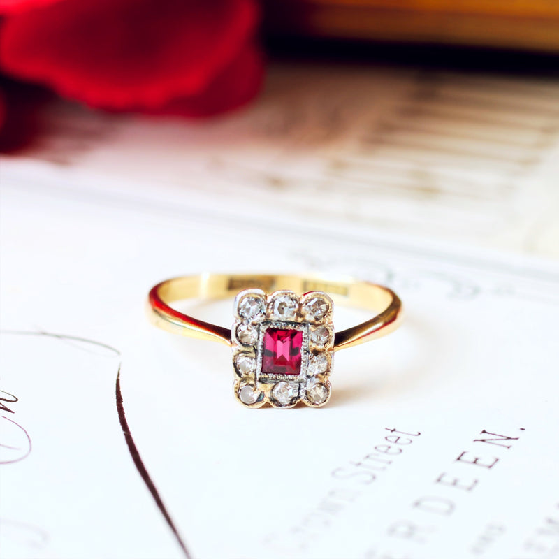 Floral Vintage Ruby & Diamond Ring