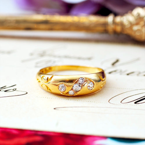 Antique Date 1898 Diamond Wedding Band Ring
