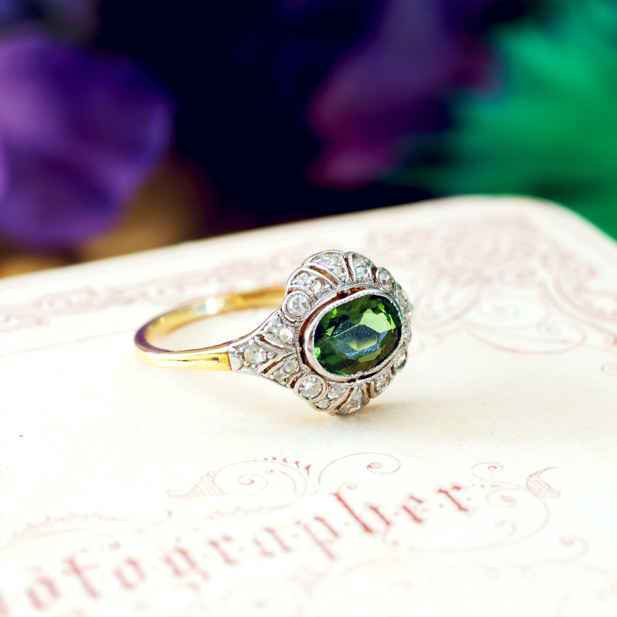 Fine Vintage Green Tourmaline Diamond Ring – Fetheray