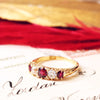 Antique Date 1890 Carved Hoop Ruby & Diamond Engagement Ring