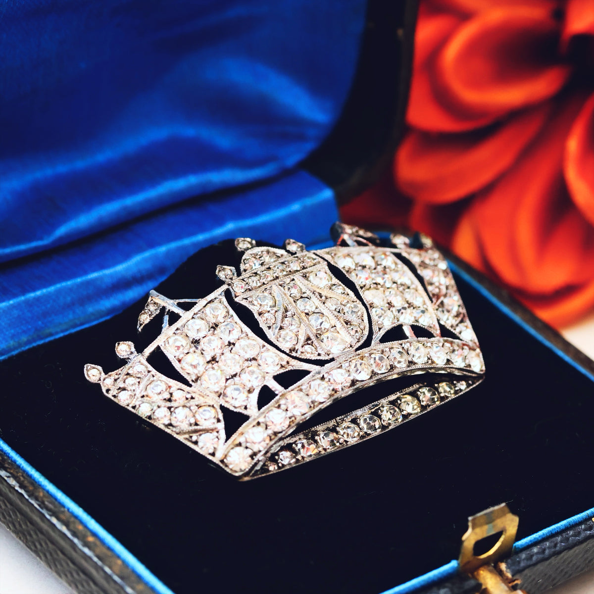 Vintage Silver Paste Royal Navy Crown Brooch