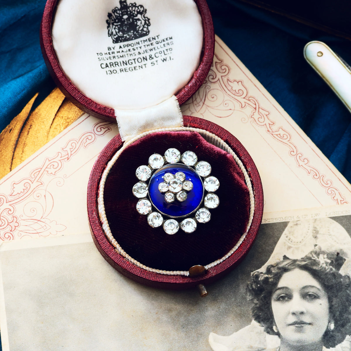 Antique Flower Button Brooch