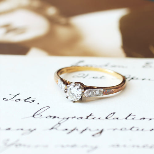 Vintage Classic Diamond Solitaire Engagement Ring