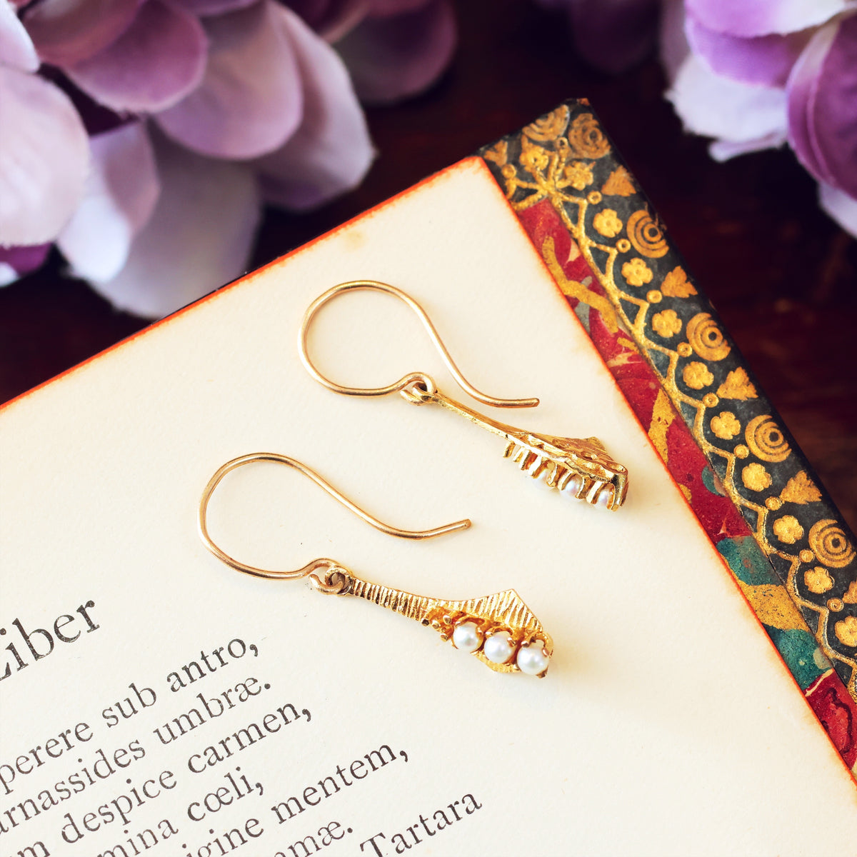 Vintage 1970's Modernist Cultured Pearl Drop Earrings