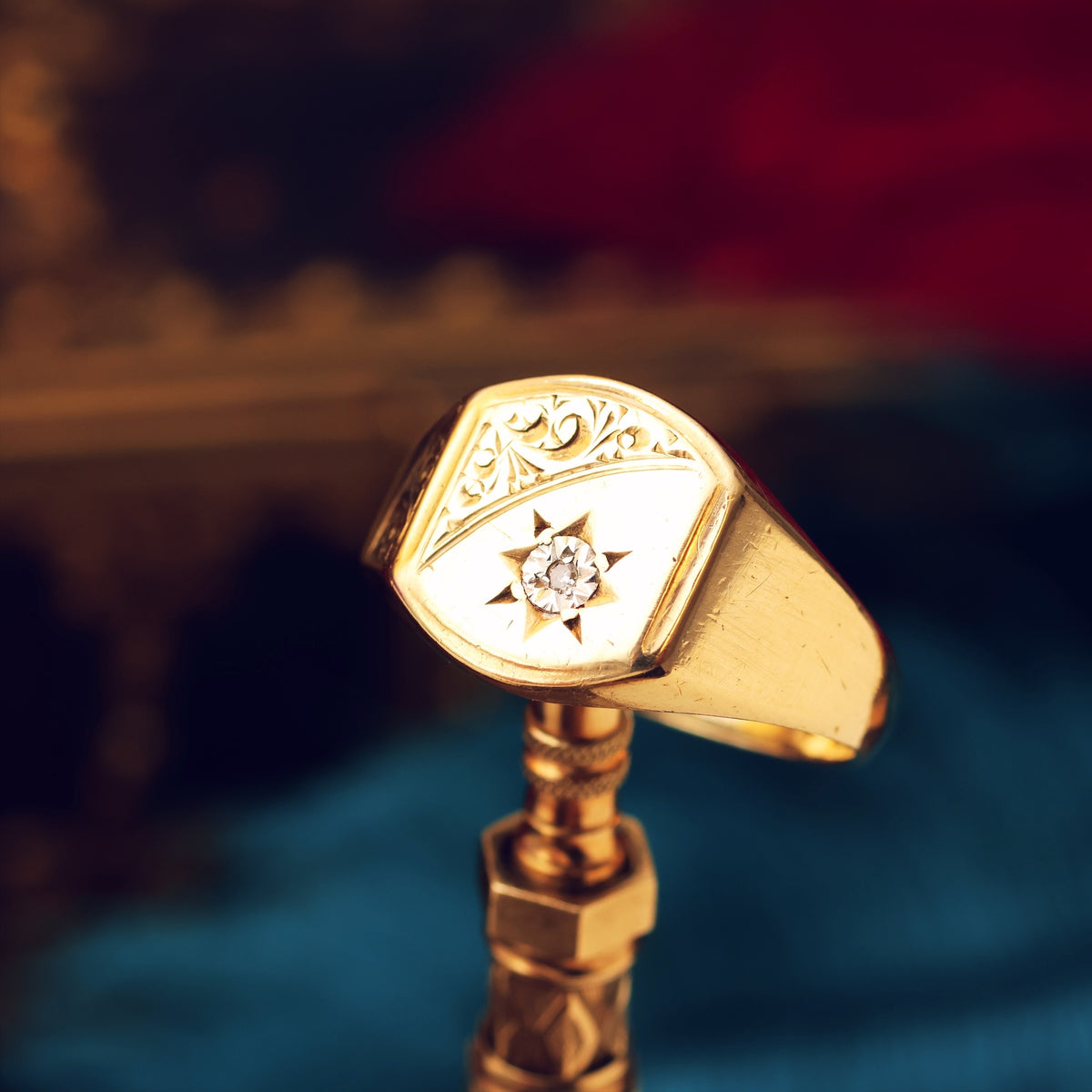 Vintage Art Deco Styled Diamond Spark Signet Ring