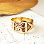 Victorian Style Vintage 9ct Gold Men's Buckle Ring