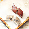 Antique Silver Celtic Red Marble Cufflinks