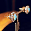 Vintage Opal & White Zircon Stud Earrings