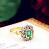 Vintage Emerald & Rose Cut Diamond Cluster Ring