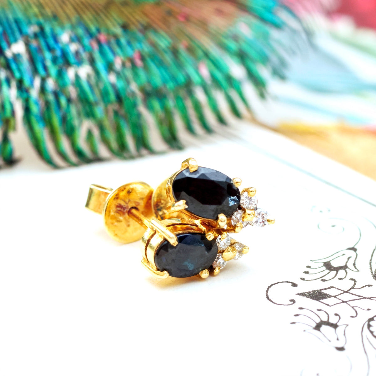 Vintage Sapphire & Diamond Earrings