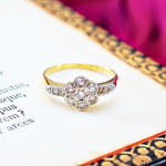 Vintage 1940's Diamond Daisy Cluster Engagement Ring