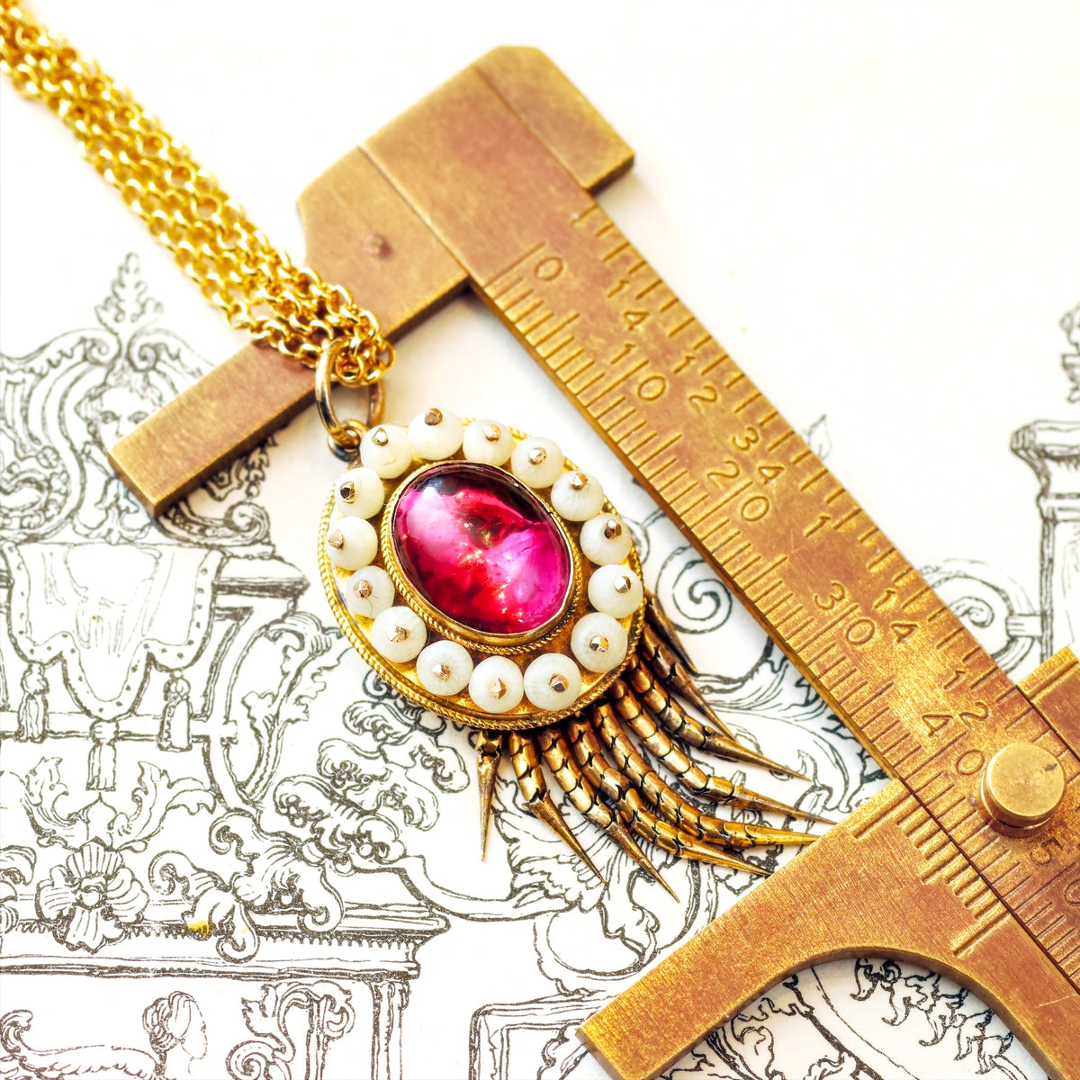 Antique Archaeological Revival Foxtail Locket Back Pendant