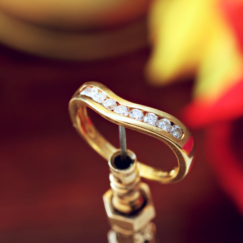 Contemporary Diamond 'Wave' Wedding Band Ring