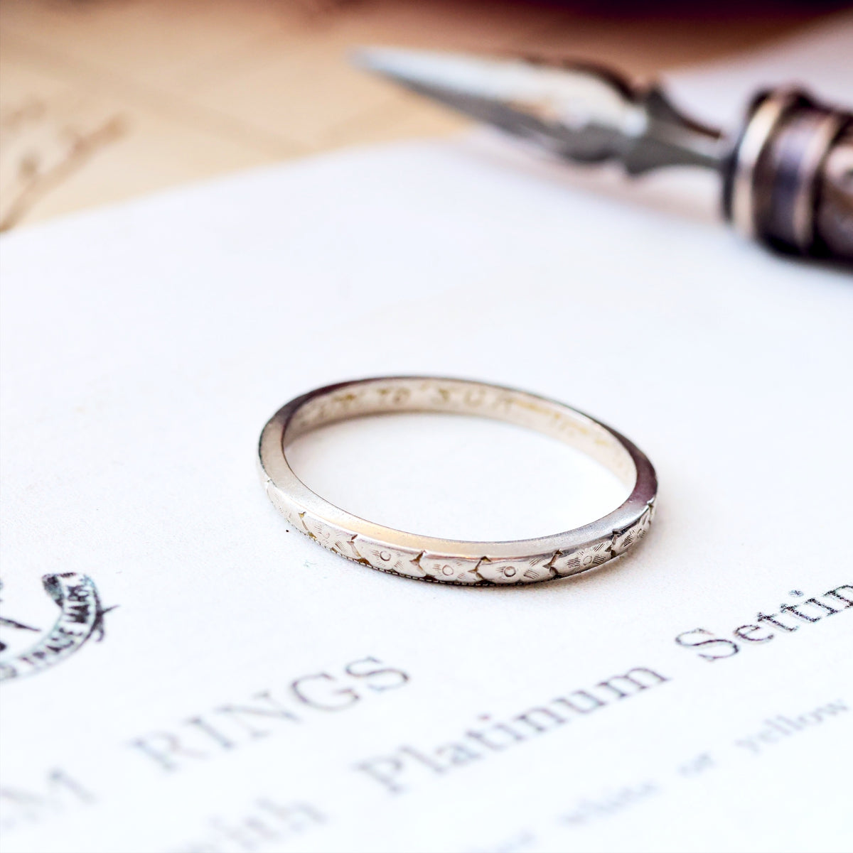 Vintage Platinum Wedding Band
