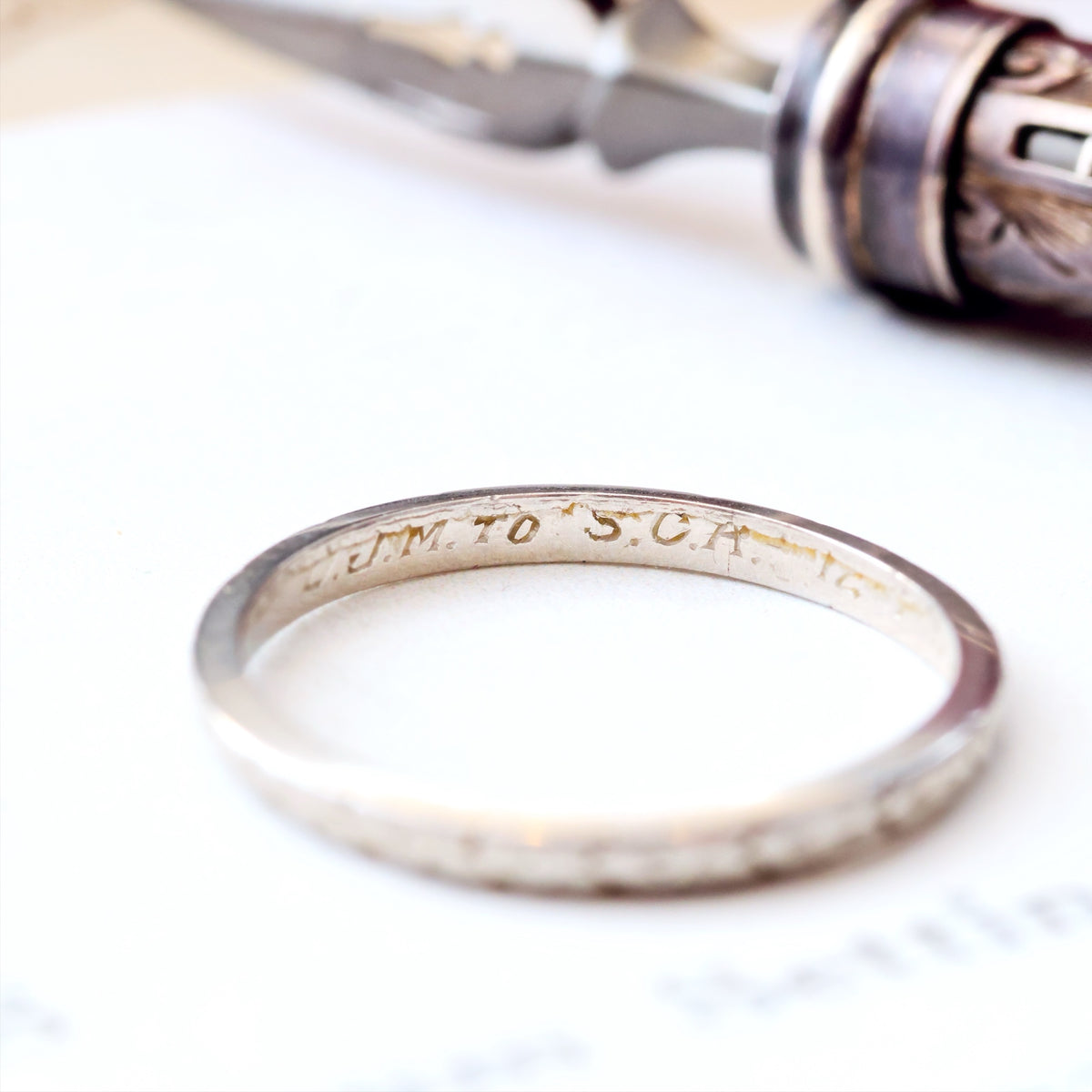 Vintage Date 1957 Size K Platinum Wedding Band