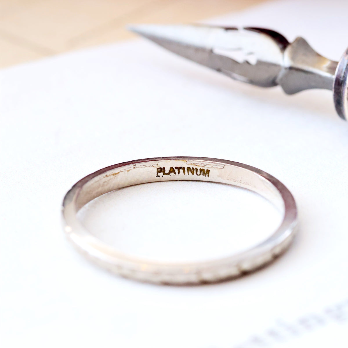 Vintage Date 1957 Size K Platinum Wedding Band