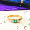 Antique Victorian Emerald & Diamond Trilogy Engagement Ring