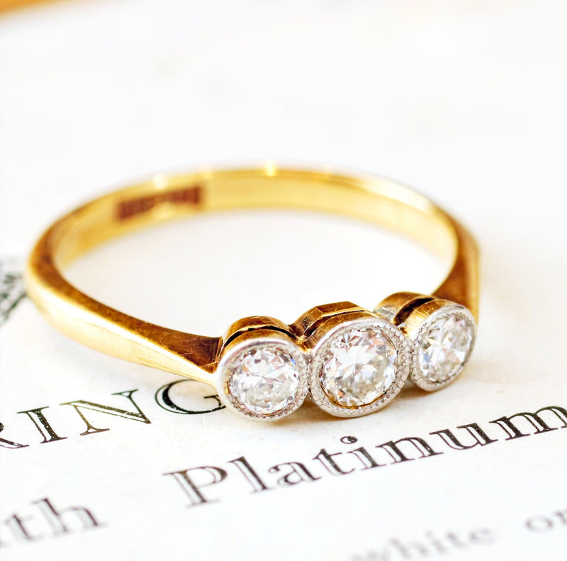 Vintage 1920's Diamond Trilogy Engagement Ring