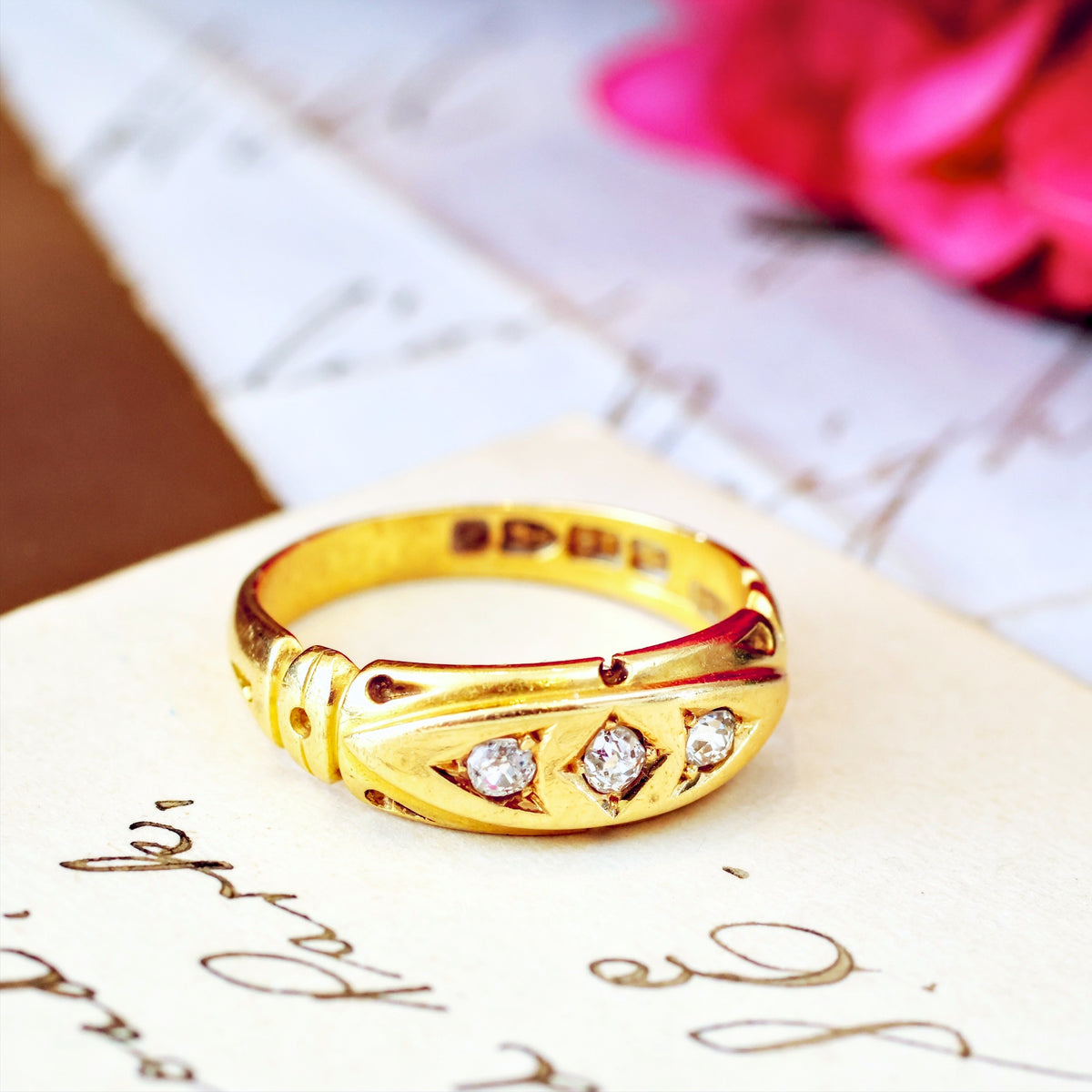 Victorian Date 1889 Diamond Gypsy Band Ring