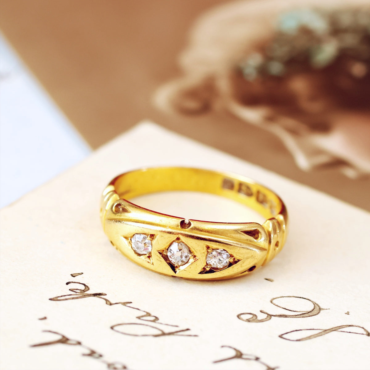 Victorian Date 1889 Diamond Gypsy Band Ring