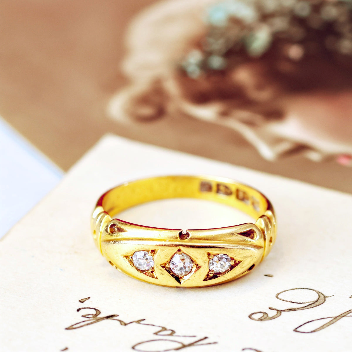 Victorian Date 1889 Diamond Gypsy Band Ring