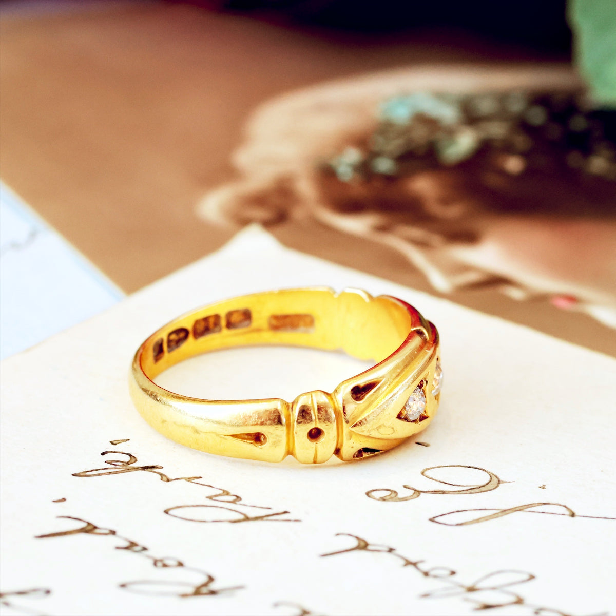 Victorian Date 1889 Diamond Gypsy Band Ring