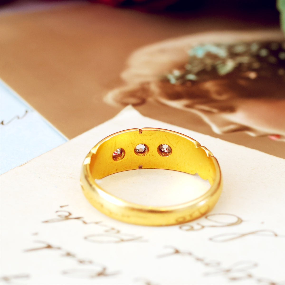 Victorian Date 1889 Diamond Gypsy Band Ring