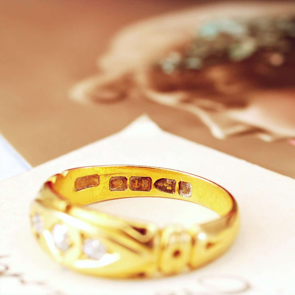 Victorian Date 1889 Diamond Gypsy Band Ring