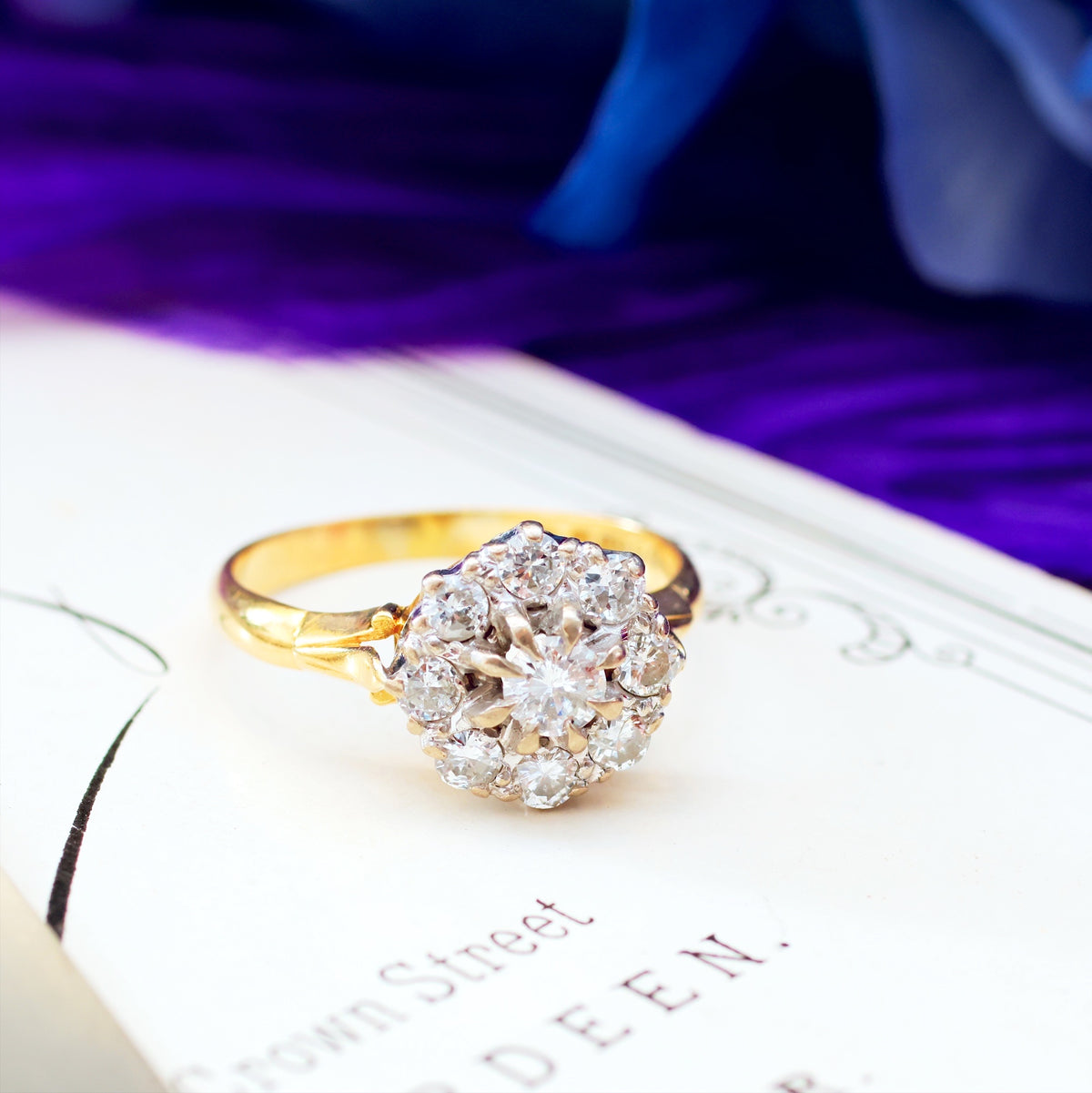 Vintage Date 1977 Diamond Daisy Cluster Engagement Ring – Fetheray